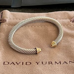 Cable Classics Bracelet in Sterling Silver with 14K Yellow Gold Domes